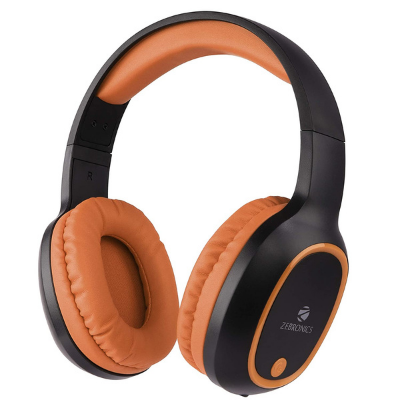 ZEBRONICS Zeb-Thunder Wireless Bluetooth Over The Ear Headphone FM, mSD, 9 hrs Playback with Mic (Brown)