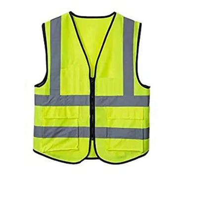 Magik High Visibility Reflective Safety Zipper Jacket - 2" Grey Reflector - With 2 pockets for Tools, Mobile etc - Polyester Fabric - (1pc Green)