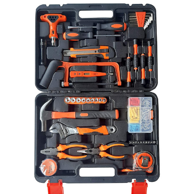 IBELL TB145-9, 145 Pieces Socket Alloy Steel Wrench Combination Package Mixed Auto Repair Hand Tool Kit Set with Plastic Toolbox Storage Case (Head Style:...