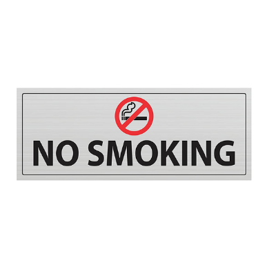 No Smoking Steel Self Adhesive Metal Safety Sign Stainless Signage Pack of 1 Pcs