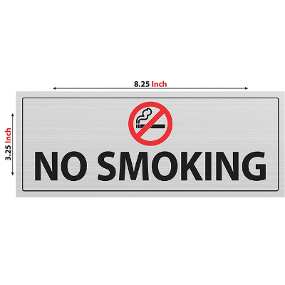 No Smoking Steel Self Adhesive Metal Safety Sign Stainless Signage Pack of 1 Pcs